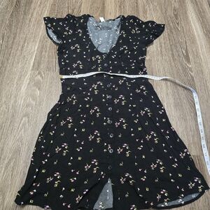 bp Black and White Flutter Sleeve Mini Sundress